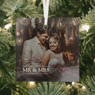 Ornement En Verre Stylish Our First Christmas as Mr & Mrs Photo