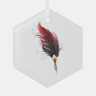 Ornement En Verre Stylo rouge en plumes avec nib or