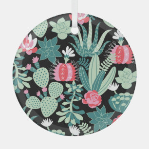 Ornement En Verre Succulents de style scandinave Motif sans couture