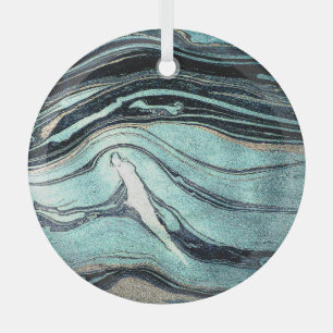 Ornement En Verre Suminagashi, Art marbré japonais.