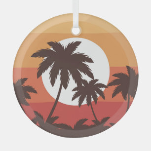 Ornement En Verre Sunset Tropical Palm Beach Vintage