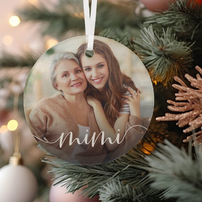 Ornement En Verre Superposition de script de grand-mère Mimi (Créateur téléchargé)