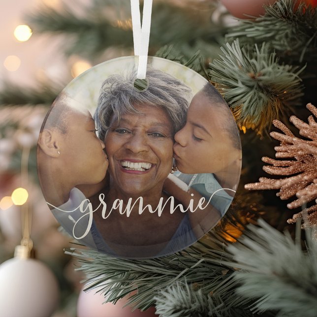Ornement En Verre Superposition de script Grammie Grand-mère (Créateur téléchargé)