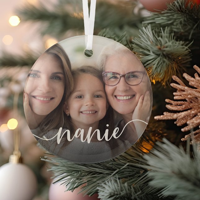 Ornement En Verre superposition de script Nanie Grand-Mère (Créateur téléchargé)