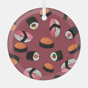 Ornement En Verre Sushi Onigiri Rolls : Illustration transparente