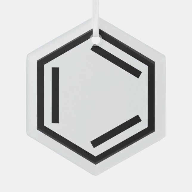 ORNEMENT EN VERRE SYMBOLE DU CYCLE BENZÈNE (Recto)