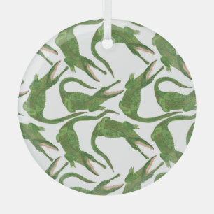 Ornement En Verre Tableau d'aquarelle blanc crocodile