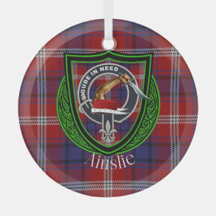 Ornement En Verre Tartan et blason du clan écossais Ainslie