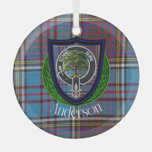 Ornement En Verre Tartan et blason du clan écossais Anderson