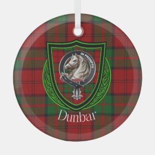 Ornement En Verre Tartan et blason du clan écossais Dunbar