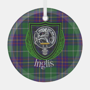 Ornement En Verre Tartan et blason du clan écossais Inglis