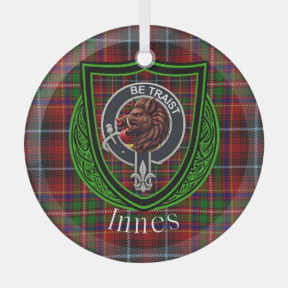 Ornement En Verre Tartan et blason du clan écossais Innes