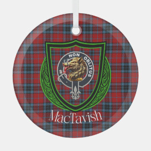 Ornement En Verre Tartan et blason du clan écossais MacTavish