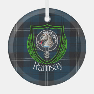 Ornement En Verre Tartan et blason du clan écossais Ramsay