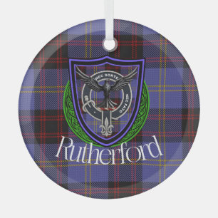 Ornement En Verre Tartan et blason du clan écossais Rutherford