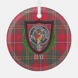 Ornement En Verre Tartan et blason du clan Hay écossais