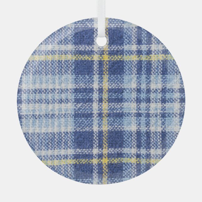 Ornement En Verre Tartan jaune bleu : Plaid tendance (Recto)