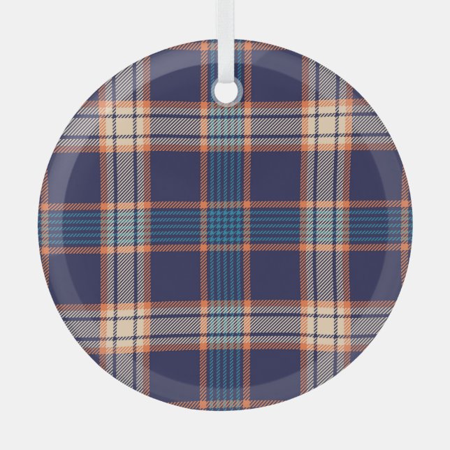 Ornement En Verre Tartan plaid, texture marine colorée. (Recto)