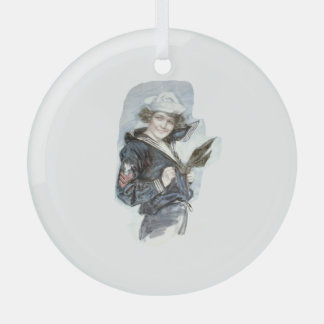 Ornement en verre TEE Navy Waves