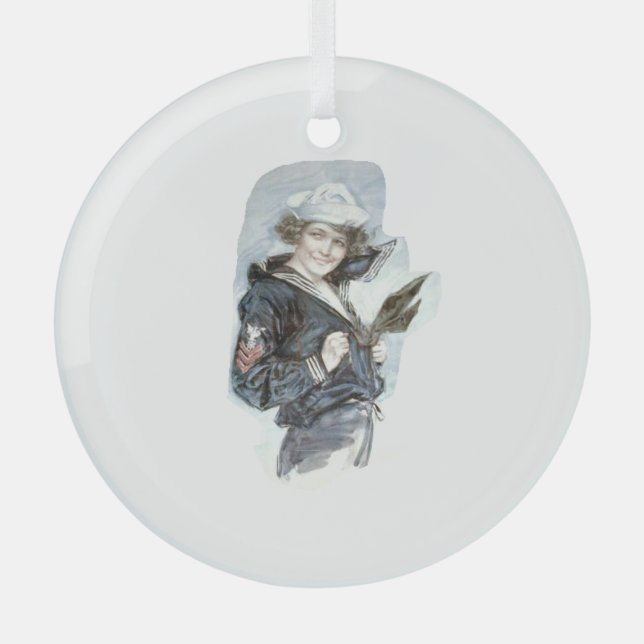 Ornement en verre TEE Navy Waves (Recto)