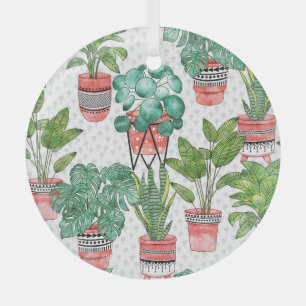 Ornement En Verre Terra Cotta Plante Pots Motif.