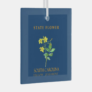 Ornement En Verre Territoire de la Caroline du Sud Fleur Gelsemium J