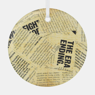 Ornement En Verre Texte du journal de presse avec vieux papier