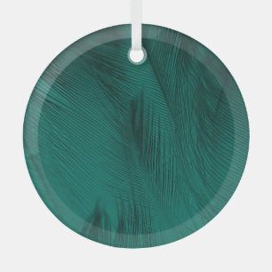 Ornement En Verre Texture Vintage de plumes vert foncé