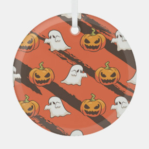 Ornement En Verre Thème d'Halloween citrouille, motif sans couture.