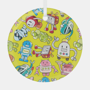 Ornement En Verre Thème Robot : Motif coloré sans couture.