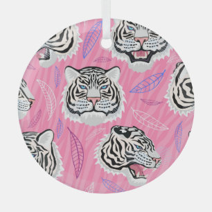 Ornement En Verre Tigre blanc : Jungle Motif de la forêt tropicale