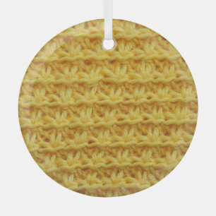 Ornement En Verre Tissu tricoté jaune : texture rayée.