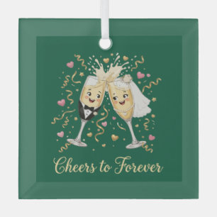 Ornement En Verre Toast de célébration de mariage