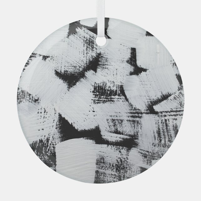 Ornement En Verre Toile peinte abstraite noir blanc. (Recto)