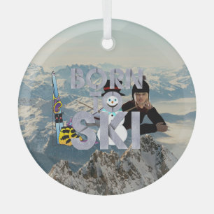 Ornement En Verre TOP Né à Ski Glass Ornament