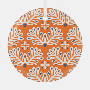 Ornement En Verre Tradition scandinave : Mosaïque florale ethnique.