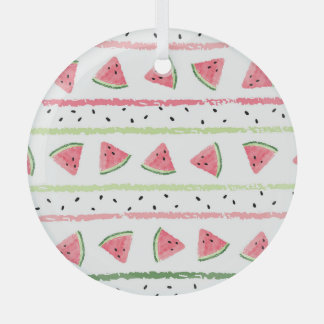Ornement En Verre Tranches de pastèque : Aquarelle rayée sans fil