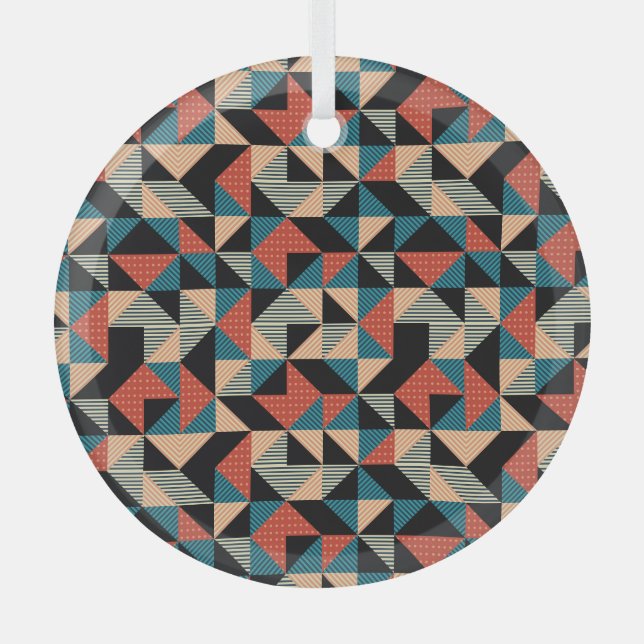 Ornement En Verre Triangle chaud : Style géométrique Memphis. (Recto)