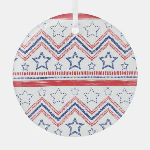 Ornement En Verre Tribus patriotique rouge bleu, symboles américains