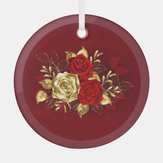 Ornement En Verre Trois Roses de bijoux (Recto)