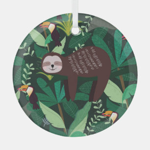 Ornement En Verre Tropical Sloth : Cartoon Motif sans couture