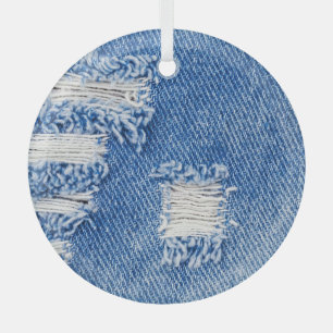 Ornement En Verre Trou, jean denim, texture déchirée