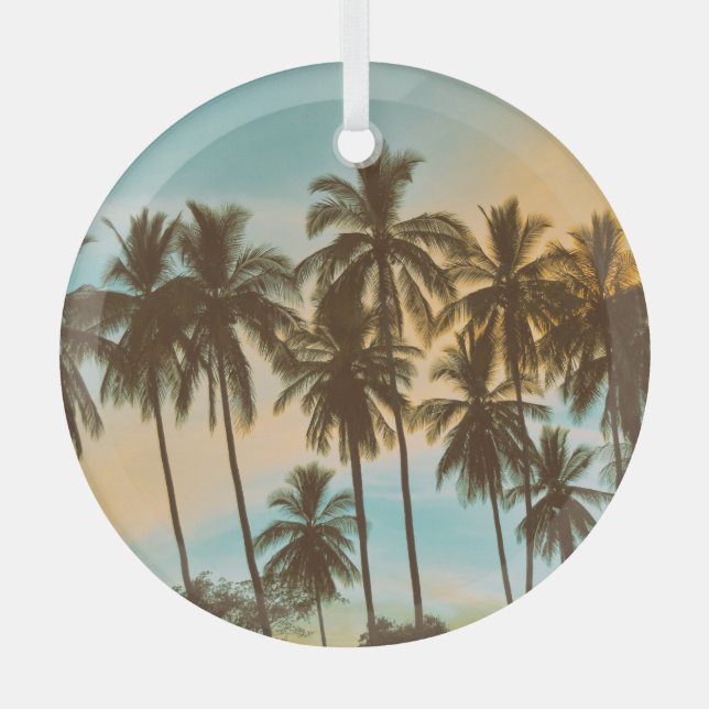 Ornement En Verre Twilight Tropical : Cocout Palm Silhouette (Recto)