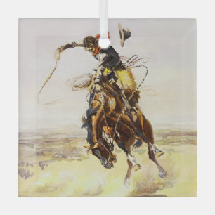 Ornement En Verre « Un mauvais cheval » par Charles M Russell