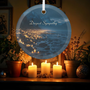 Ornement En Verre Une mer de lumières de bougies sur la plage, sympa