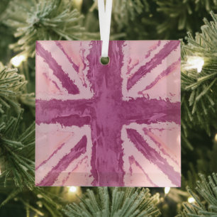 Ornement En Verre Union Jack Peint UK Art Plum par Heva Weva