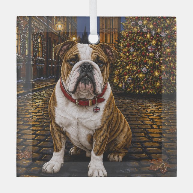 Ornement En Verre Vacances Bouledogue  (Recto)