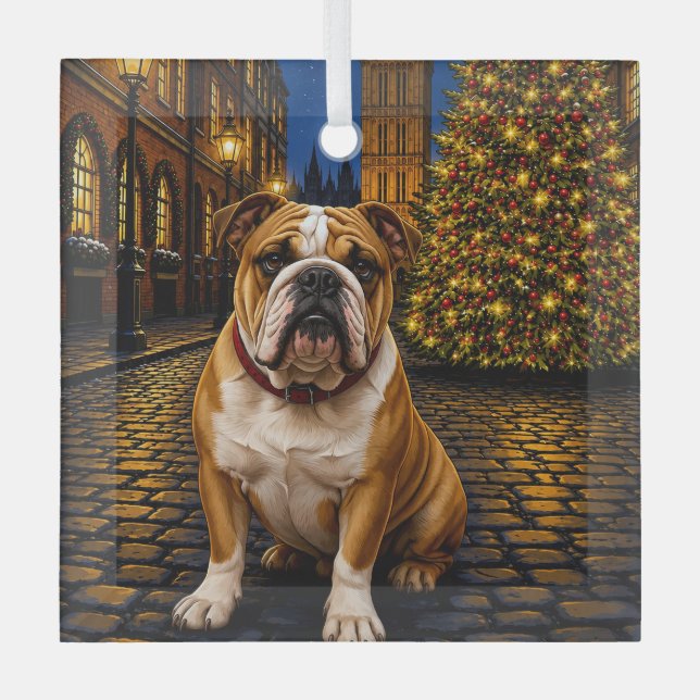 Ornement En Verre Vacances Bouledogue  (Recto)