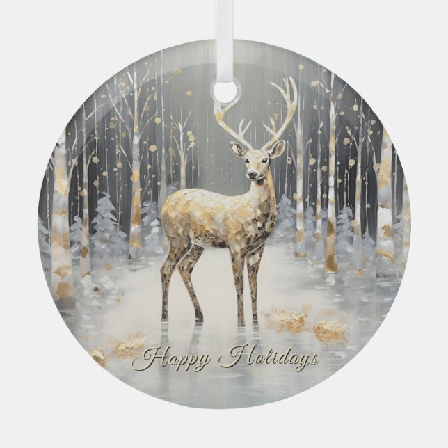Ornement En Verre Vacances Gold Christmas Reinder (Recto)