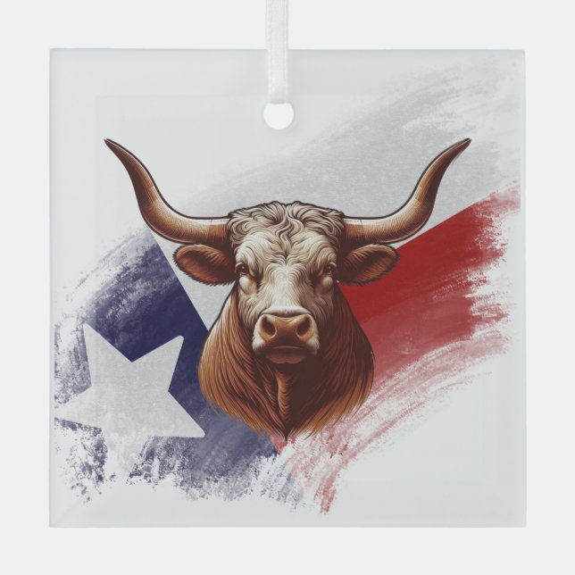 Ornement En Verre Vache longhorne du Texas (Recto)